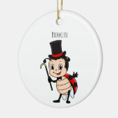 トップハットとネクタイ漫画の可愛いラディバグ セラミックオーナメント (左)