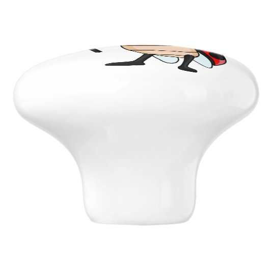 トップハットとネクタイ漫画の可愛いラディバグ セラミックノブ (側面)