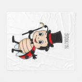 トップハットとネクタイ漫画の可愛いラディバグ フリースブランケット (正面(横))