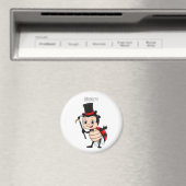 トップハットとネクタイ漫画の可愛いラディバグ マグネット (インサイチュ (食洗機))