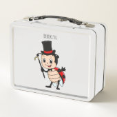トップハットとネクタイ漫画の可愛いラディバグ メタルランチボックス (裏面)