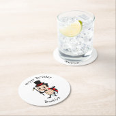 トップハットとネクタイ漫画の可愛いラディバグ ラウンドペーパーコースター (インサイチュ)