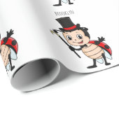 トップハットとネクタイ漫画の可愛いラディバグ ラッピングペーパー (ロールコーナー)