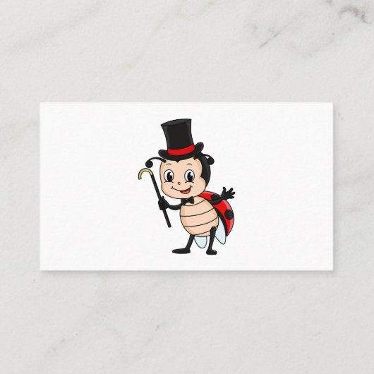 トップハットとネクタイ漫画の可愛いラディバグ 名刺 (裏面)