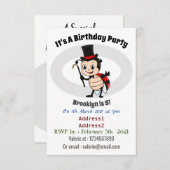 トップハットとネクタイ漫画の可愛いラディバグ 招待状 (正面/裏面)