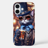 トップハットとビールカバー付きスチームパンク猫 Case-Mate iPhoneケース (裏面)