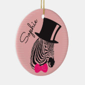 トップハットとボウタイの名前を持つヒップスター・ゼブラ セラミックオーナメント (右)
