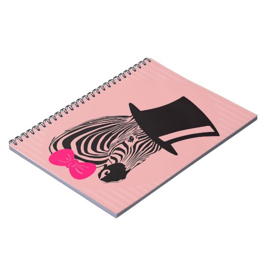 トップハットとボウタイを備えたヒップスターゼブラ ノートブック (左側)