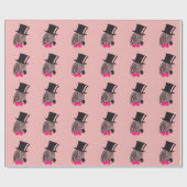 トップハットとボウタイを備えたヒップスターゼブラ ラッピングペーパー (フラット)