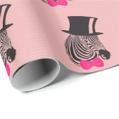 トップハットとボウタイを備えたヒップスターゼブラ ラッピングペーパー (ロールコーナー)