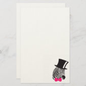 トップハットとボウタイを備えたヒップスターゼブラ 便箋 (正面/裏面)