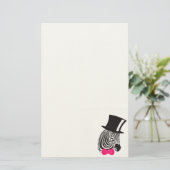 トップハットとボウタイを備えたヒップスターゼブラ 便箋 (スタンド正面)