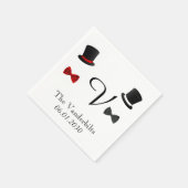 トップハットとボウタイゲイモノグラム結婚ズ スタンダードカクテルナプキン (角)