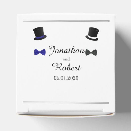 トップハットとボウタイゲイ結婚式の引き出物ボックス フェイバーボックス (上部)
