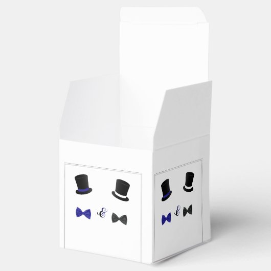 トップハットとボウタイゲイ結婚式の引き出物ボックス フェイバーボックス (オープン)