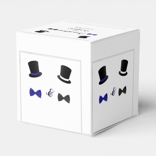 トップハットとボウタイゲイ結婚式の引き出物ボックス フェイバーボックス (裏面サイド)