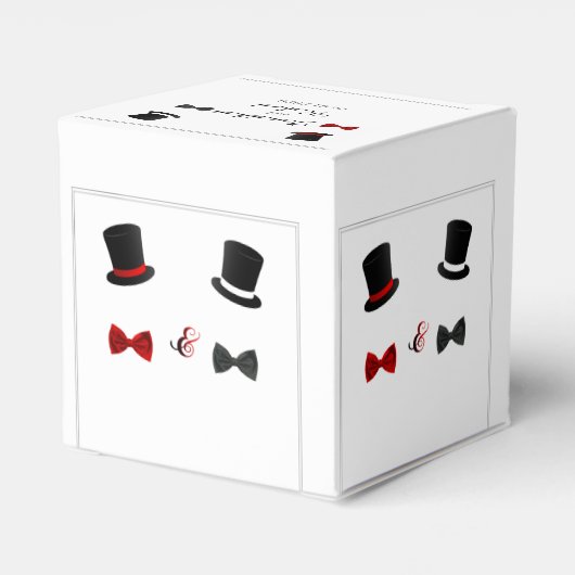 トップハットとボウタイゲイ結婚式の引き出物ボックス フェイバーボックス (裏面サイド)