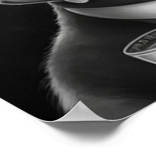 トップハットと葉巻を使ったグレースケールのマフィア犬 ポスター (角)