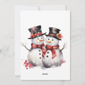 トップハットと赤いスカーフの2つの雪だるま シーズンカード (裏面)