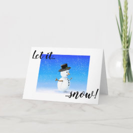 トップハットにすてき雪だるまを雪に置く カード