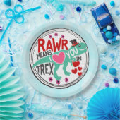 トップハットにTレックスかわいいおもしろいバレンタインデー ペーパープレート (パーティー)