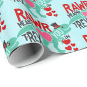 トップハットにTレックスかわいいおもしろいバレンタインデー ラッピングペーパー (ロールコーナー)