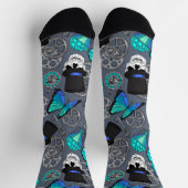 トップハットのステームパンクパターン（の模様が）ある結婚スカル ソックス (上部)