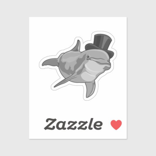 トップハットの紳士としてのイルカ シール (シート)