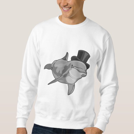 トップハットの紳士としてのイルカ スウェットシャツ (正面)
