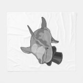 トップハットの紳士としてのイルカ フリースブランケット (正面(横))