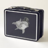 トップハットの紳士としてのイルカ メタルランチボックス (裏面)