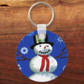 トップハットの陽気な雪だるま キーホルダー (正面)