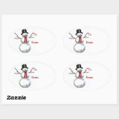 トップハットの陽気な雪だるま 楕円形シール (シート)