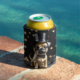 トップハットをかぶったかわいい折り紙の犬のコールドドリンクホルダー 缶クーラー