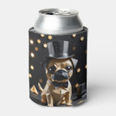 トップハットをかぶったかわいい折り紙の犬のコールドドリンクホルダー 缶クーラー (缶正面)
