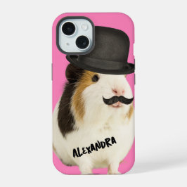 トップハットをかぶったハムスターの楽しい動物 iPhone 15ケース