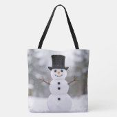 トップハットをかぶった幸せな雪だるま トートバッグ (裏面)