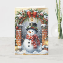 トップハットをかぶった雪だるまのクリスマス