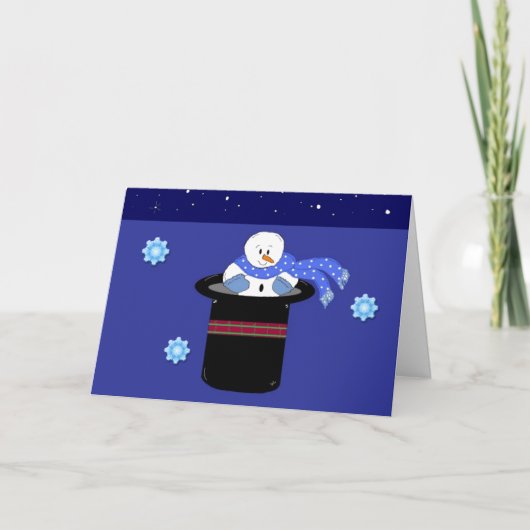 トップハットをかぶった雪だるま シーズンカード (正面)