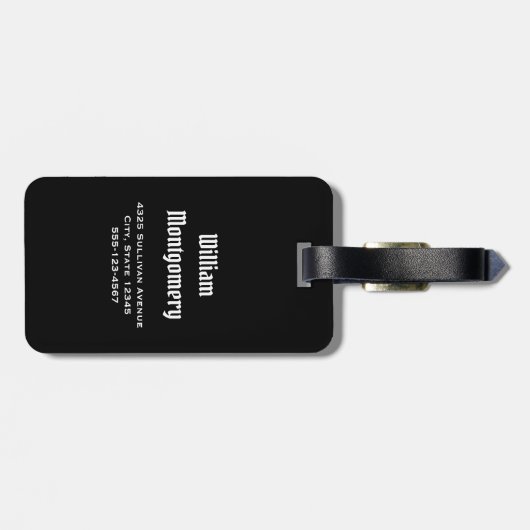 トップハットを着た面白いハロウィーンのスケルトン ラゲッジタグ (裏面横)