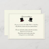 トップハットアンドボウタイゲイ結婚のインサート 招待状 (正面/裏面)