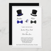 トップハットアンドボウタイズブルーゲイ結婚式招待状 招待状 (正面/裏面)