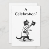 トップハットキャットカスタム招待状テンプレート 招待状 (正面/裏面)