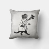 トップハットキャットキャフェイクンバスヴィンテージアート装飾用クッション クッション (裏面)