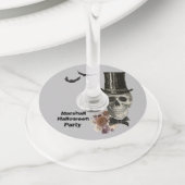 トップハットスカルハロウィーン ワイングラスタグ (クローズアップ)