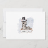 トップハットゼブラボーイベビーシャワー 招待状 (裏面)
