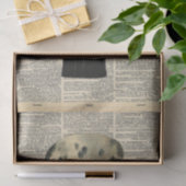 トップハットドッグデコパージュ付きヴィンテージ新聞 薄葉紙 (ギフト)