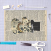 トップハットドッグデコパージュ付きヴィンテージ新聞 薄葉紙 (クラフト)