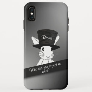 トップハットパーソナライズされたの白うさぎ iPhone XS MAXケース