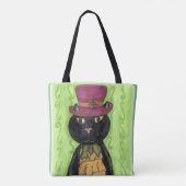 トップハットビンテージ猫 クールファンマーカーアート トートバッグ (裏面)